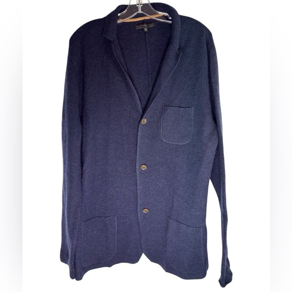 Report Collection Mens Cardigan Sweater XXL BLUE Classic Academia Preppy Layer